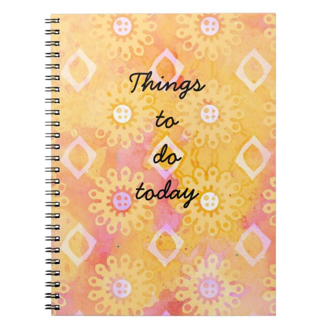 Things to Do Today Pink Yellow Boho Notebook (Front)