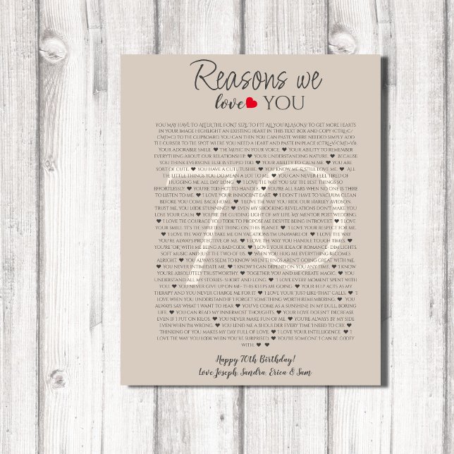  things we love about you 70, 60, 50, poster (Creator Uploaded)