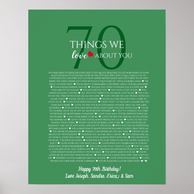 things we love about you 70, 60, 50, poster (Front)