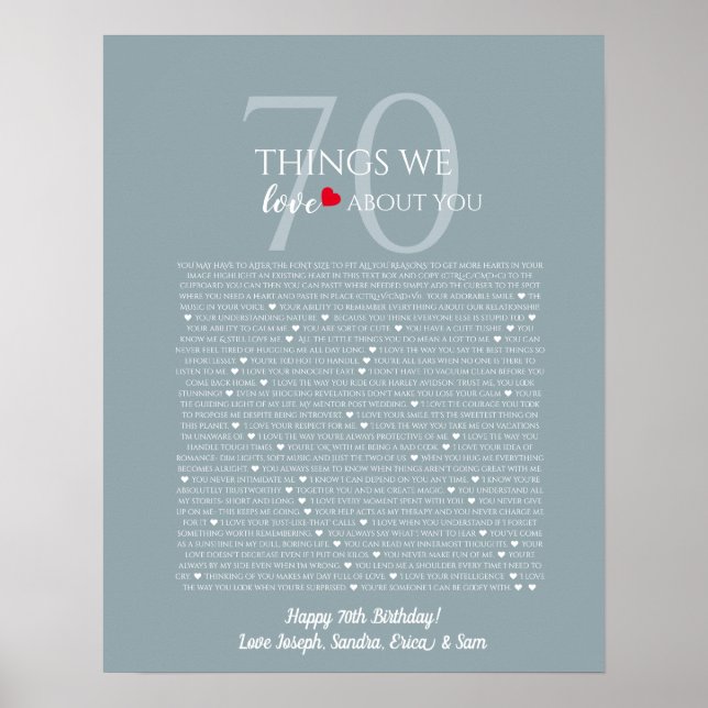  things we love about you 70, 60, 50, poster (Front)