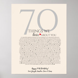 Things We Love About You 70 Poster Personalised