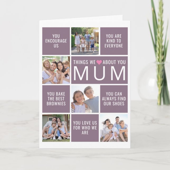 Things We Love About You Mum Photo Collage Card (Front)