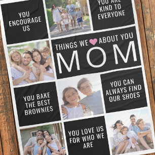 Things We Love About You Mum Photo Collage Fleece Blanket