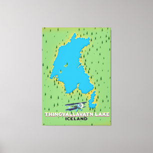 Thingvallavatn lake Iceland travel map Canvas Print