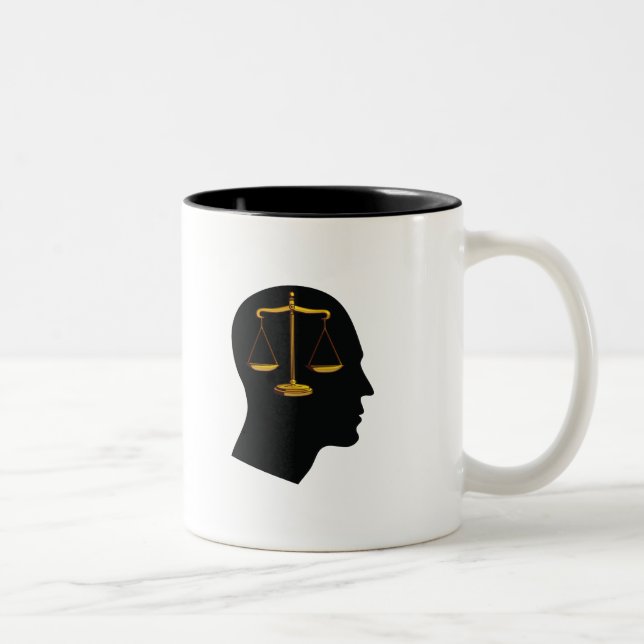 Think About Justice | Law Student Two-Tone Coffee Mug (Right)