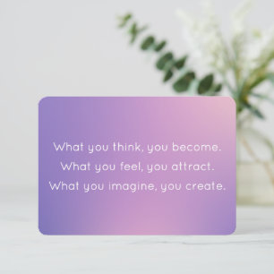 Think and Become Purple Gradient Buddah Quote Card