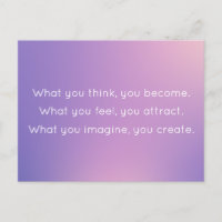 Think and Become Purple Gradient Buddah Quote