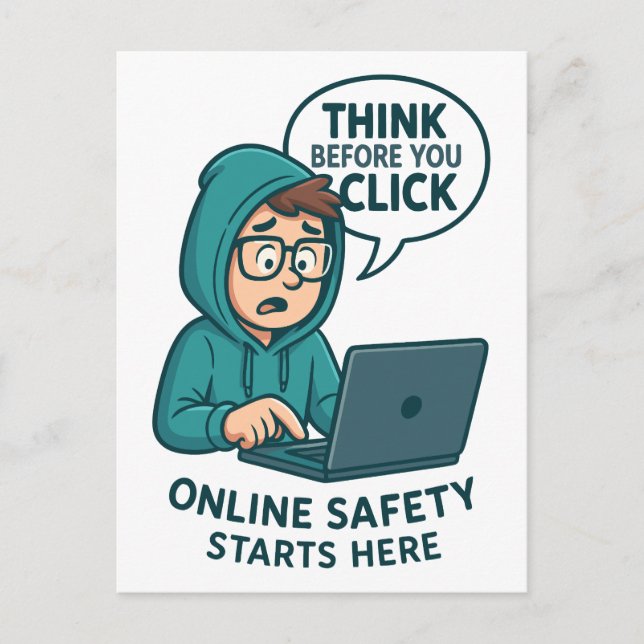 Think Before You Click - Online Safety Awareness Postcard (Front)