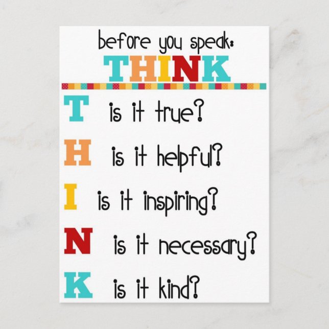 Think Before you Speak Postcard (Front)