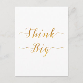 Think Big Quote Gold Faux Foil Quotes White Postcard