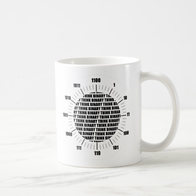 Think Binary Clock (Geek Humour) Coffee Mug (Right)