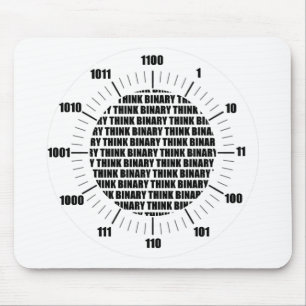 Think Binary Clock (Geek Humour) Mouse Pad