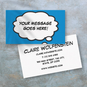 Think Bubble Fun Retro Comic Book Blue Business Card