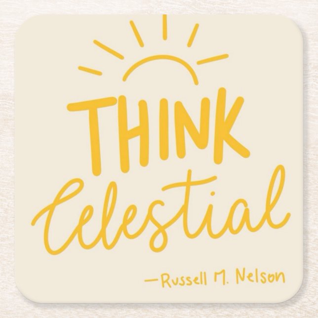 Think Celestial Square Paper Coaster (Front)