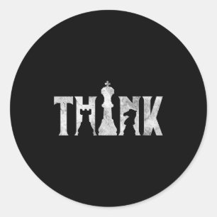 Think Chess Eces Player Chessmaster Chess Love Classic Round Sticker
