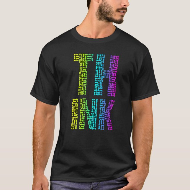 Think Chess Player Master Coach Pieces Text Mosaic T-Shirt (Front)