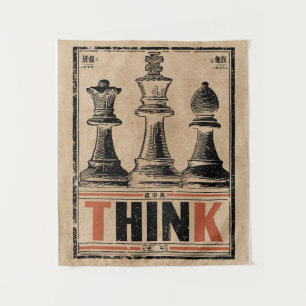 Think Chess Vintage Art   Wabi Sabi Strategy Tapestry