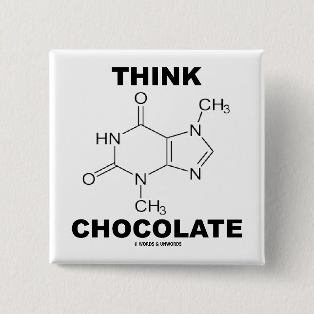 Think Chocolate (Theobromine Molecule Chemistry) 15 Cm Square Badge (Front)