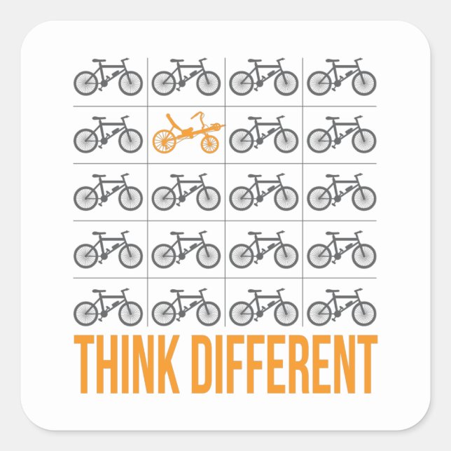 Think Different Recumbent Bike Cyclist Square Sticker (Front)