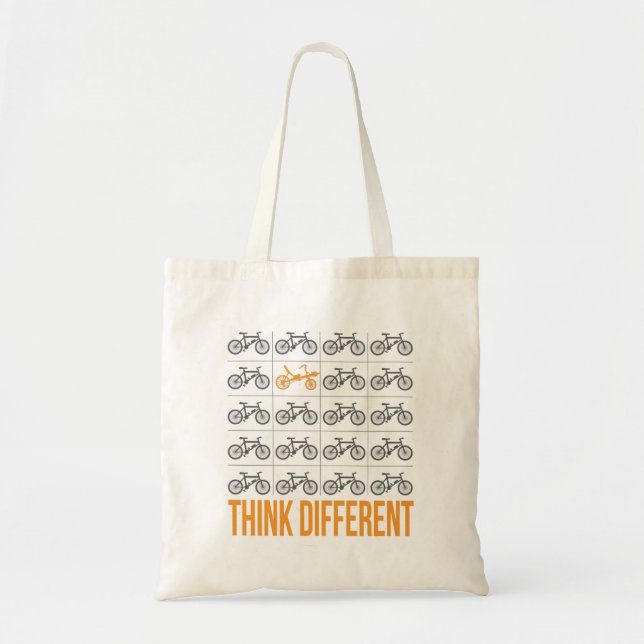 Think Different Recumbent Bike Cyclist Tote Bag (Front)