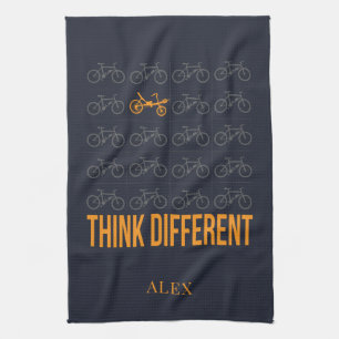 Think Different Recumbent Biker Cycle Personalised Tea Towel