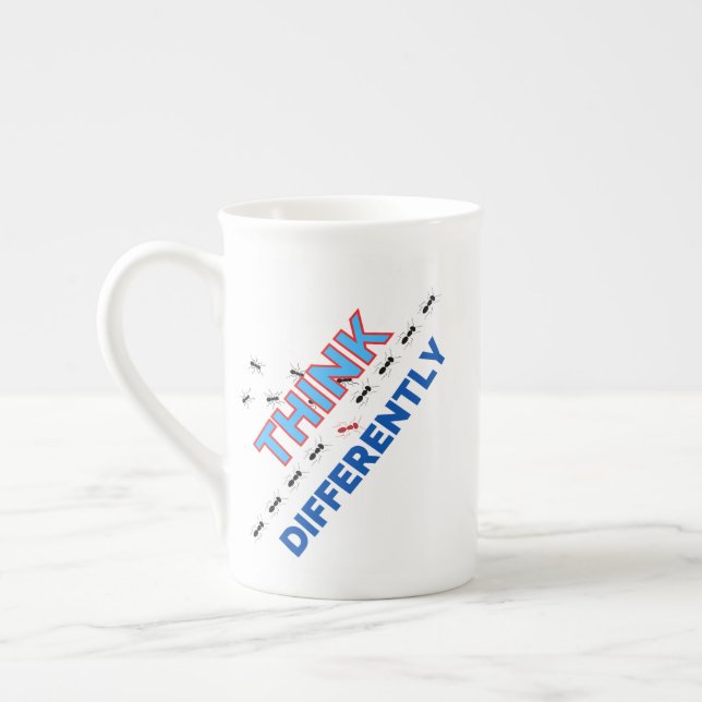 Think differently 6.w bone china mug (Left)