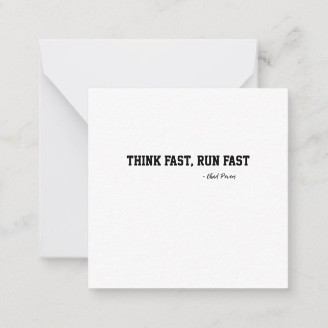 Think Fast Run Fast Sports Football Motivation Card (Front)