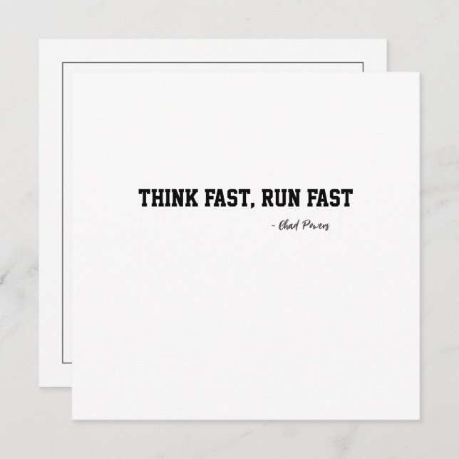 Think Fast Run Fast Sports Football Motivation Card (Front/Back)