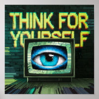 Think For Yourself Retro TV Eyeball Glitch