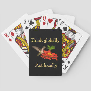 Think Globally Act Locally Red Playing Cards