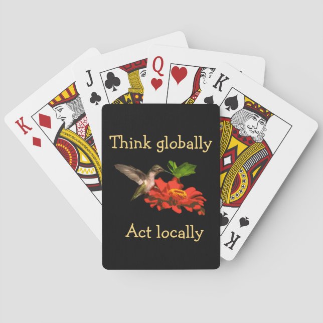 Think Globally Act Locally Red Playing Cards (Back)