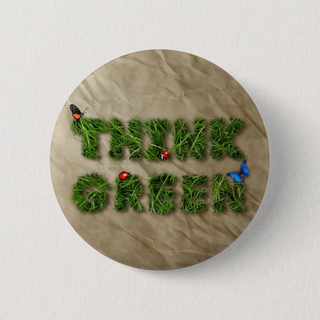 think green 6 cm round badge (Front)