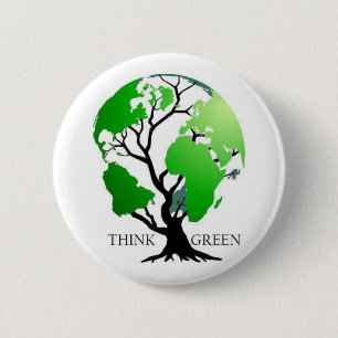Think Green 6 Cm Round Badge