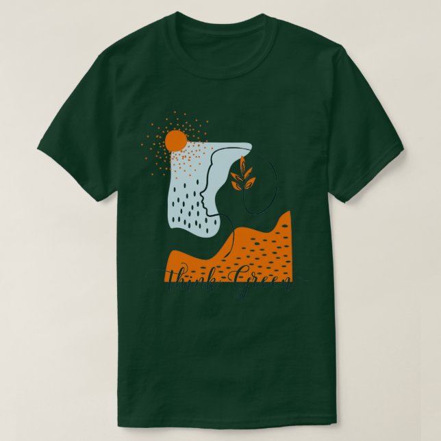 Think Green Abstract Landscape with woman silhouet T-Shirt (Design Front)