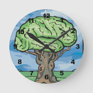 Think Green Brain Round Clock