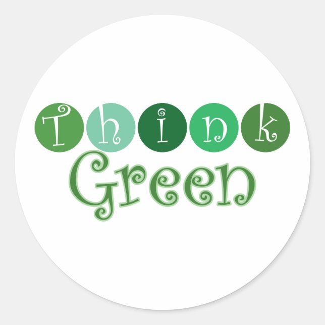 Think Green Circles Classic Round Sticker (Front)