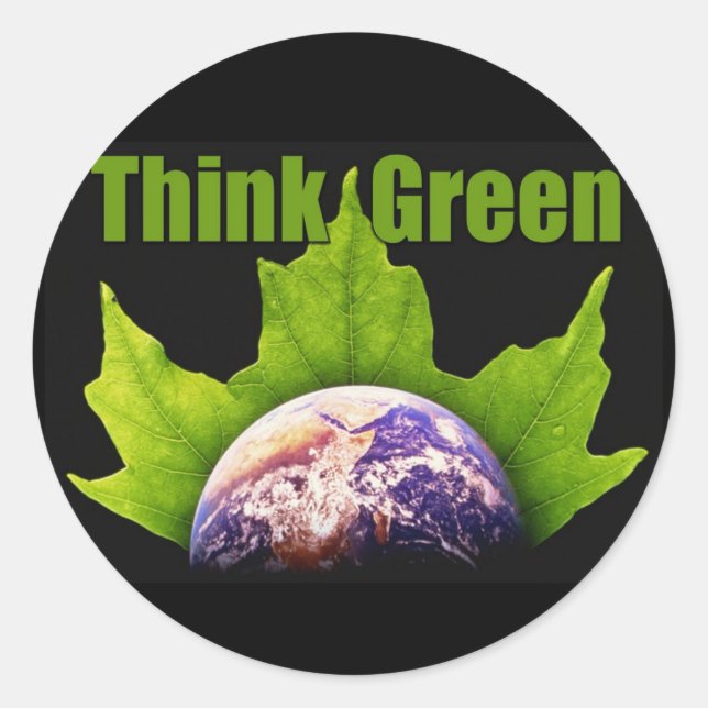 Think Green Classic Round Sticker (Front)