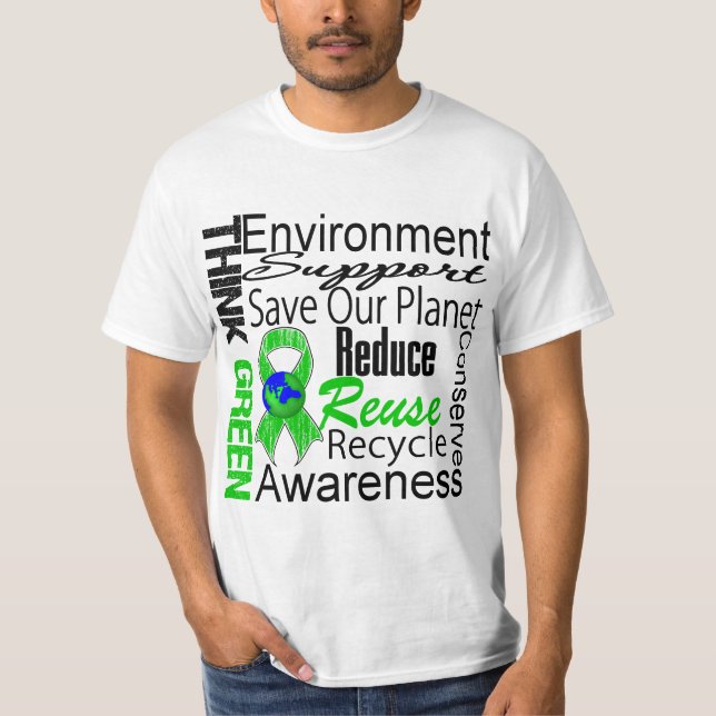 Think Green Environment Collage T-Shirt (Front)