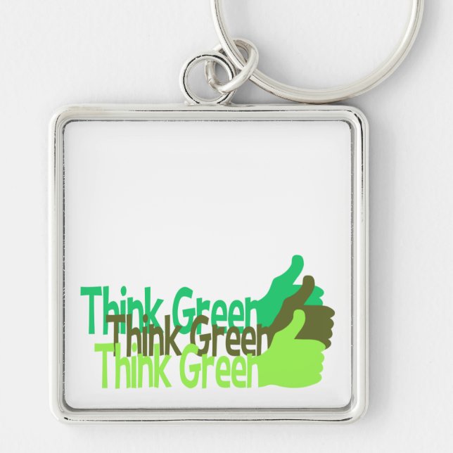 Think Green premium large key chain, customise Ring (Front)