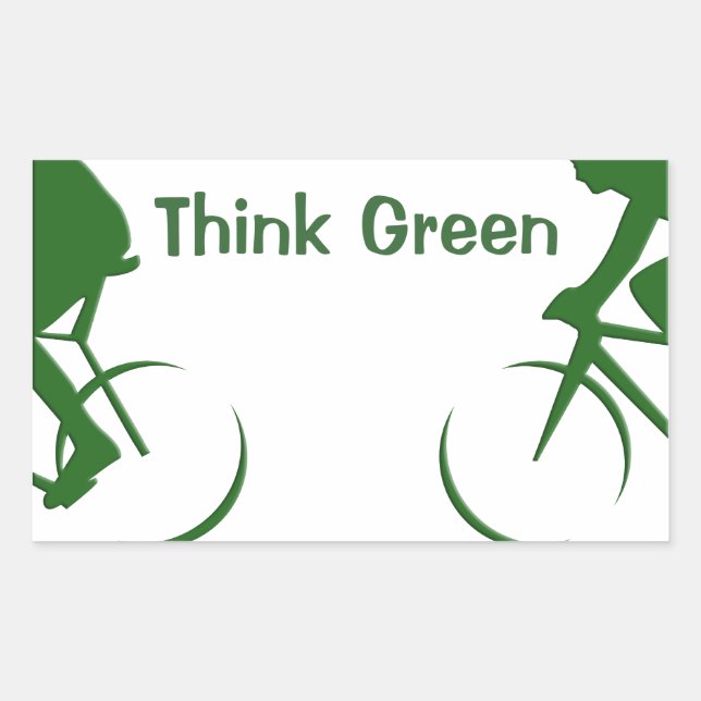 Think Green Rectangular Sticker (Front)