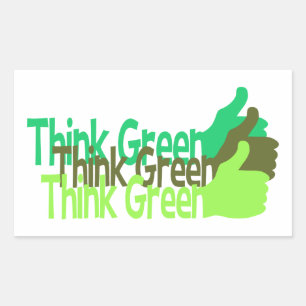 Think Green stickers, customisable Rectangular Sticker