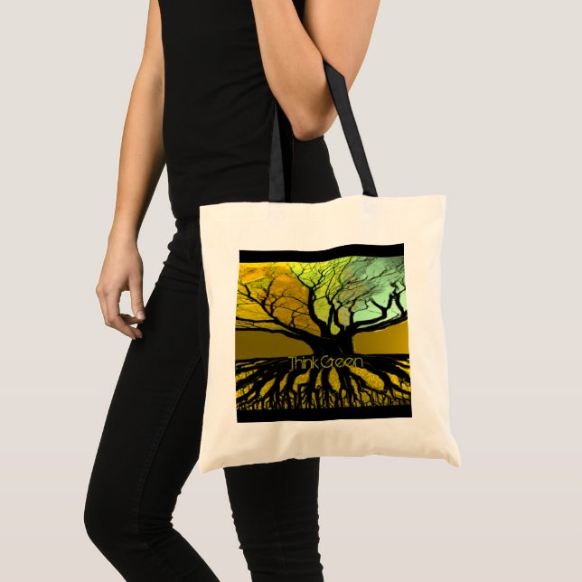 Think Green Tree Roots Tote Bag - (Front (Product))
