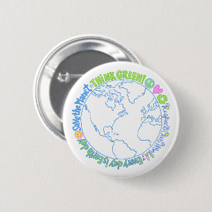 Think Green World 6 Cm Round Badge