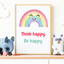 Think Happy Be Happy, Positive Mindset Kids Print