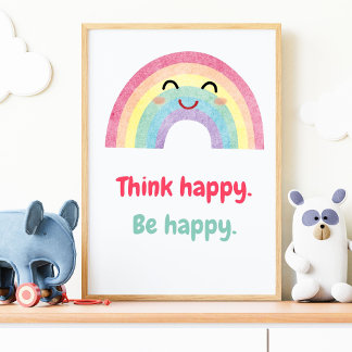 Think Happy Be Happy, Positive Mindset Kids Print