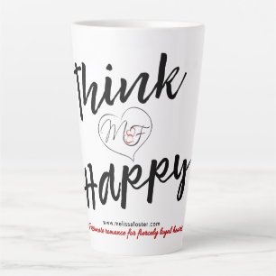 Think happy logo white latte mug