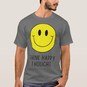 Think Happy Thought Motivation Quote 70s Yellow Sm T-Shirt