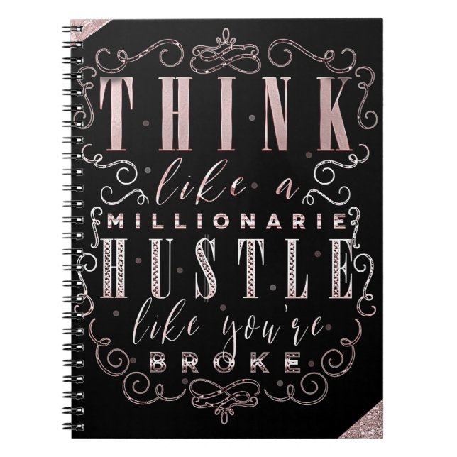 Think like a Millionaire Hustle Like You're Broke Spiral Notebook (Front)
