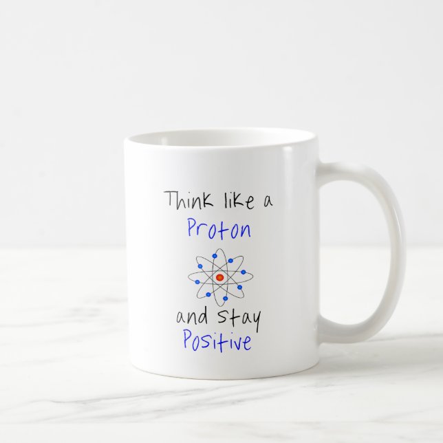 Think like a proton and stay positive coffee mug (Right)