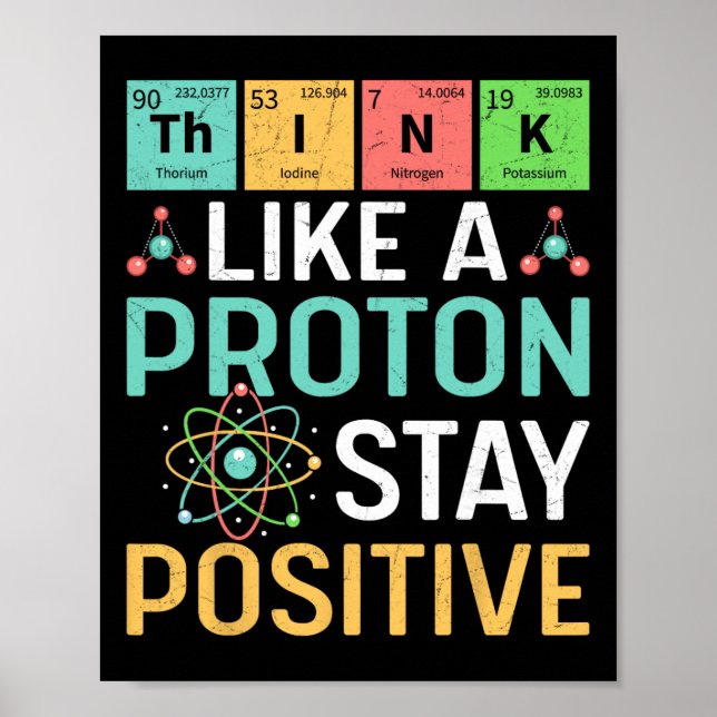 Think Like A Proton Stay Positive Periodic Table P Poster (Front)